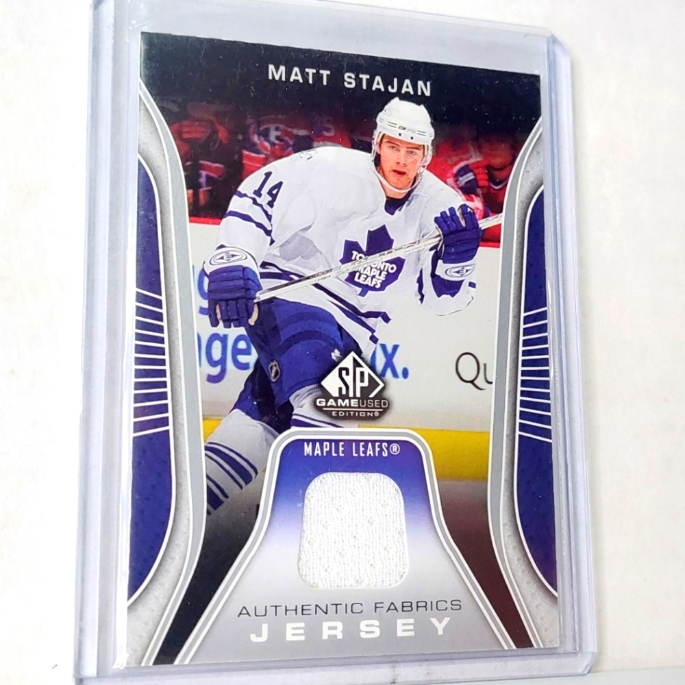 Matt Stajan Authentic Fabrics Game Used Jersey Hockey Card - Toronto Maple Leafs